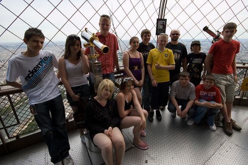 Some of the pupils at the top of the Eiffel Tower